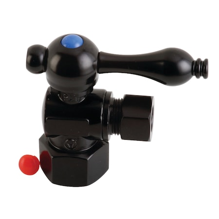 Kingston Brass CC43100 Quarter Turn Valve (1/2" FIPx3/8" O.D. Compression), Matte Blk CC43100